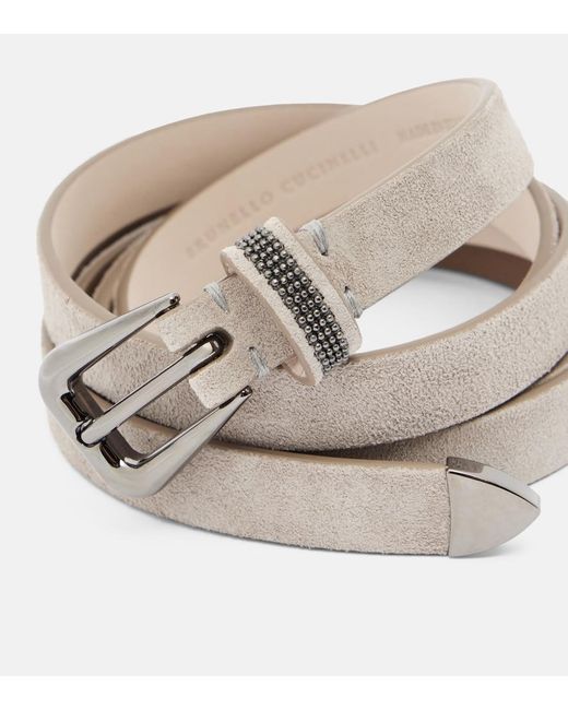 Brunello Cucinelli Natural Monili Suede Belt