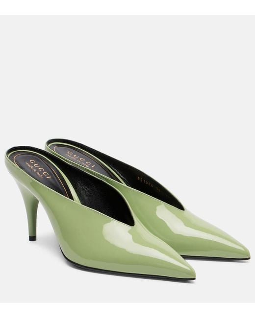 Gucci Green Mules 97 85 Aus Lackleder