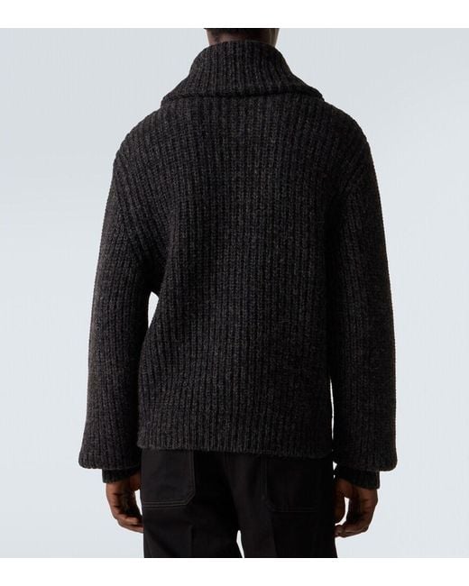Lemaire Black Alpaca And Yak Wool Zip-Up Cardigan for men