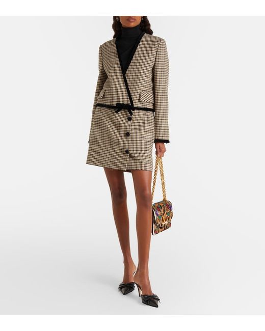 Valentino Brown Houndstooth Virgin Wool Jacket