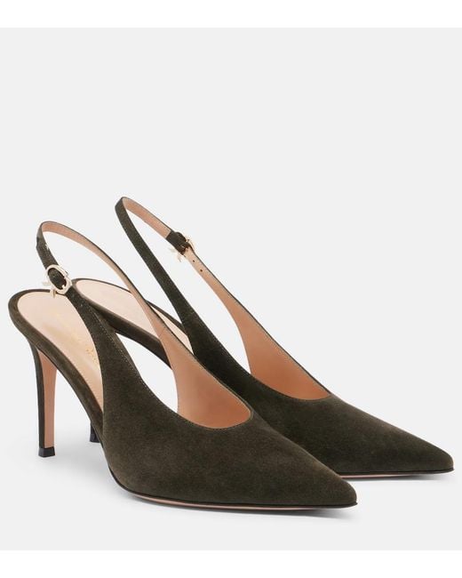 Gianvito Rossi Green Robbie Suede Slingback Pumps