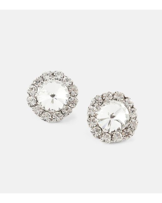 Jennifer Behr White Dominque Crystal-embellished Earrings