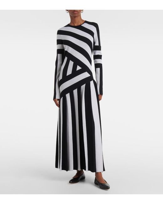 Gabriela Hearst Black Seema Striped Wool Maxi Dress