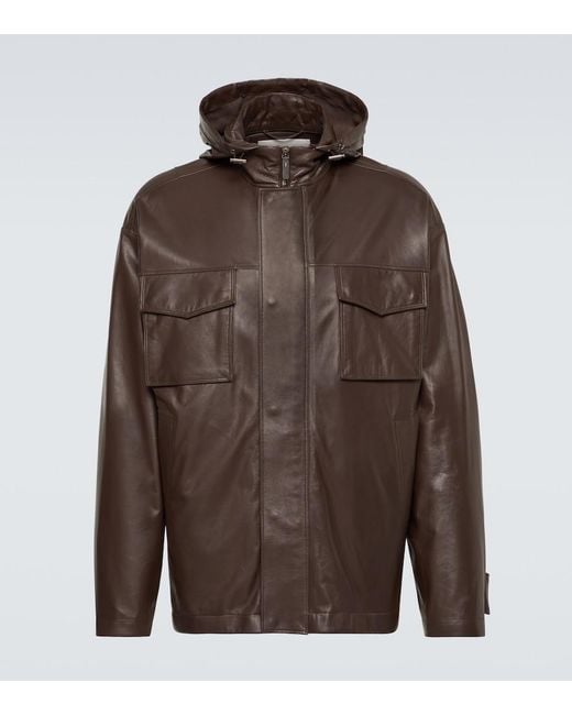 Tod's Brown Leather Jacket for men