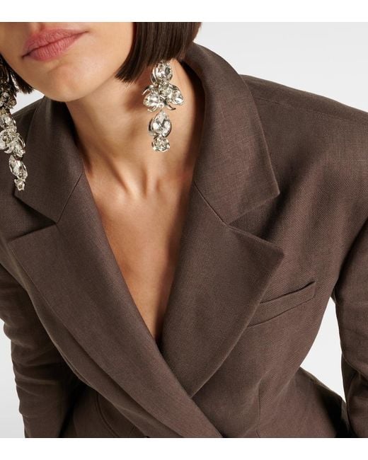 Magda Butrym Brown Peplum Linen Blazer