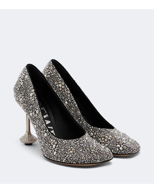Loewe Black Toy Embellished Suede Pumps