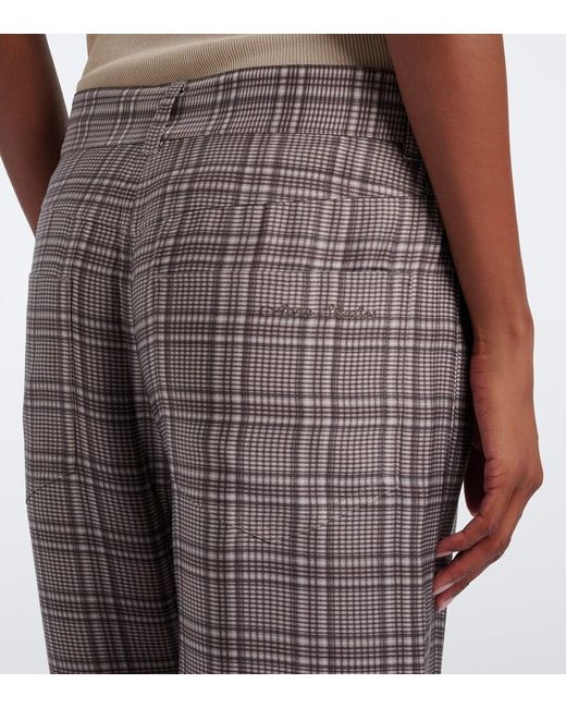 Acne Gray Checked Wide-Leg Pants