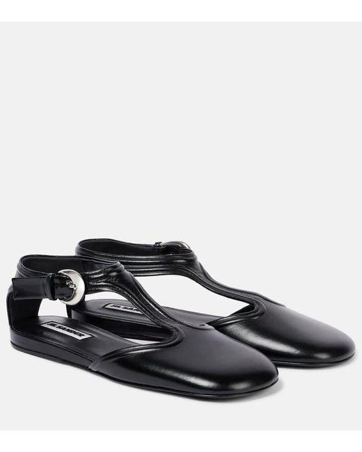 Jil Sander Black Mary-Jane-Ballerinas Aus Leder