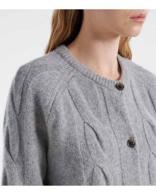 Lisa Yang Gray Gwyneth Cable-Knit Cardigan