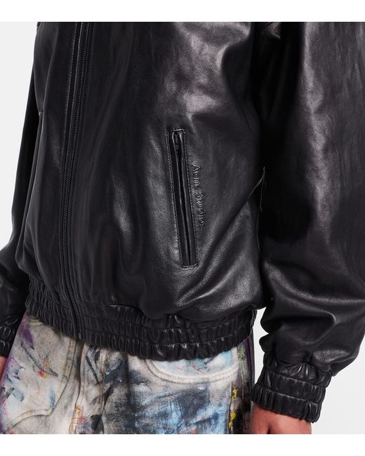 Acne Black Logo Leather Jacket