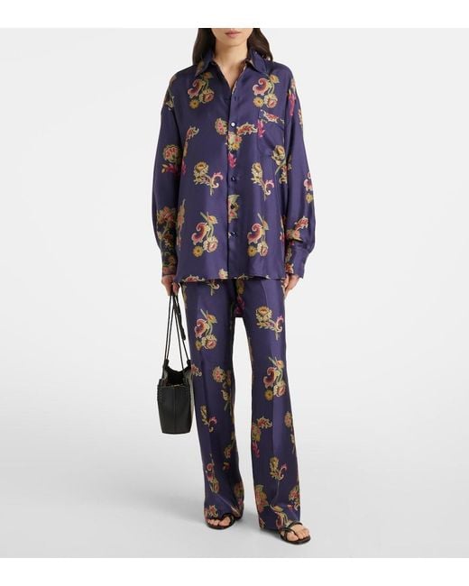 Etro Blue Silk Palazzo Pants