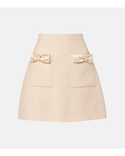 Valentino Natural Crepe Couture Bow-Detail Miniskirt