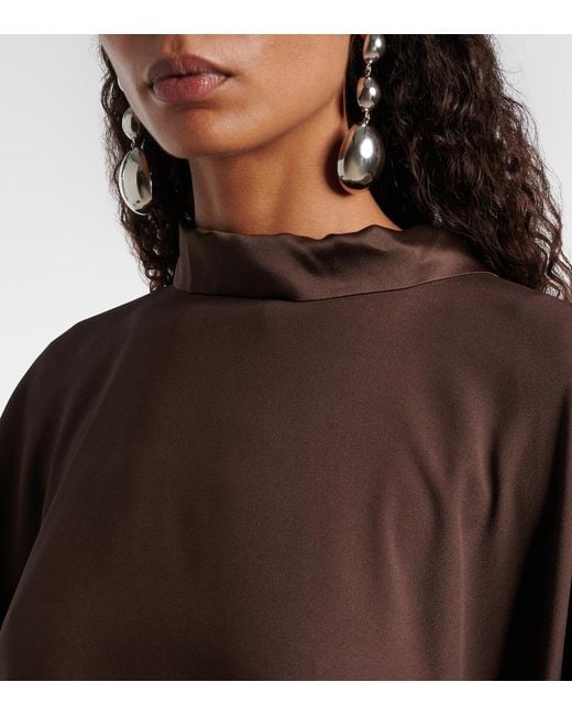 Taller Marmo Brown California Fringed Satin Kaftan