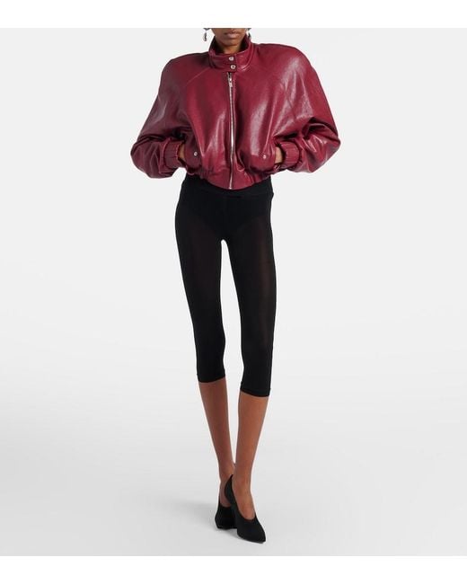 Magda Butrym Red Cropped Leather Jacket