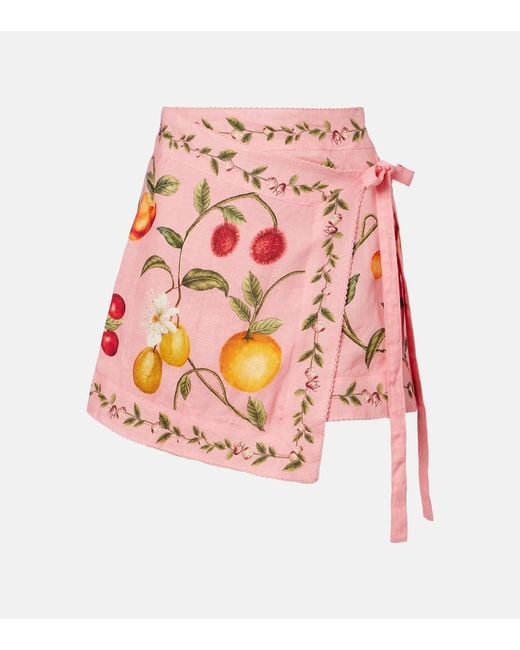 Agua Bendita Pink Luna Printed Linen Beach Cover-Up