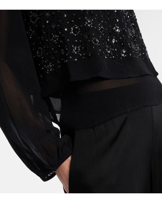 Velvet Black Marlowe Sequinned Sheer Top