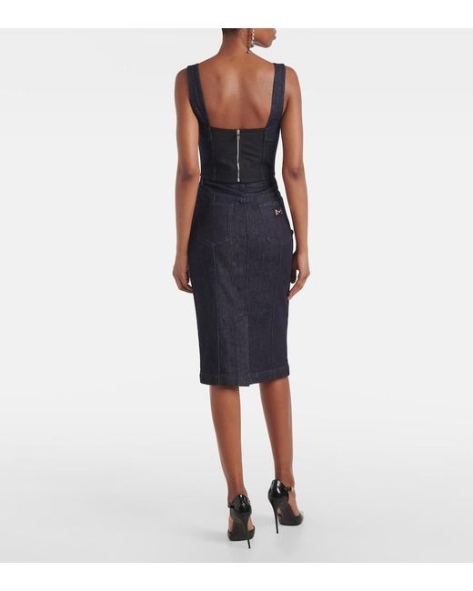 Dolce & Gabbana Blue Denim Bustier Top