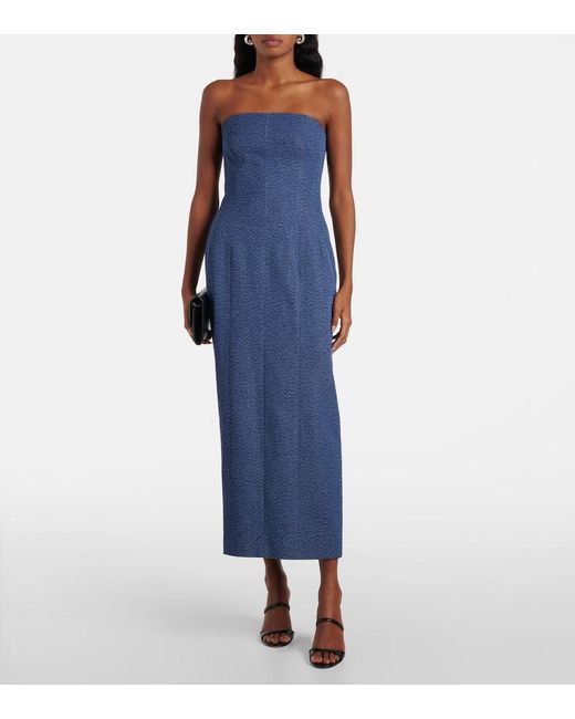 TOVE Blue Alba Strapless Denim Midi Dress