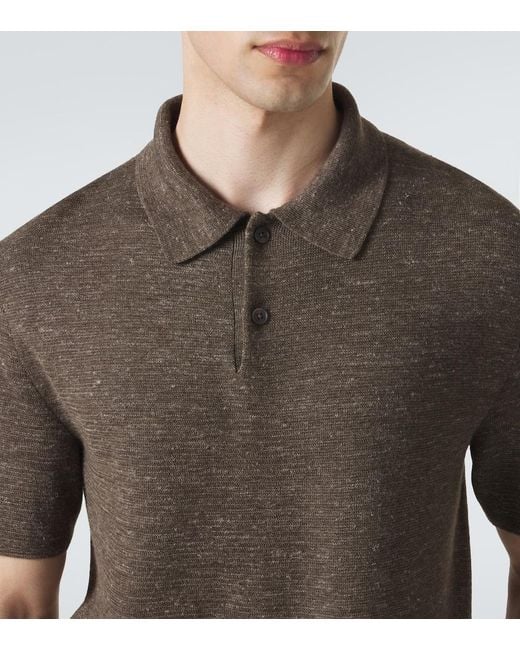 The Row Brown Ravi Silk, Cashmere, And Linen Polo Shirt for men