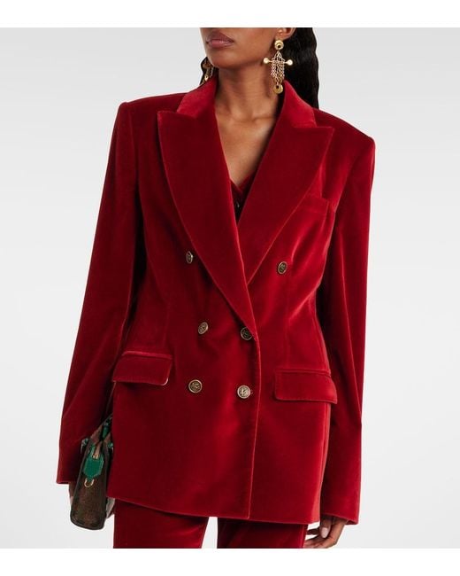 Etro Red Double-Breasted Jacket With Peak Revers