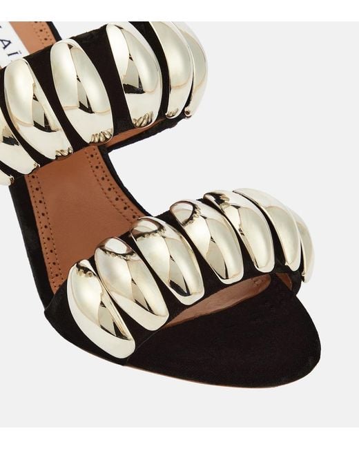 Alaïa Black Tribale Embellished Suede Mules