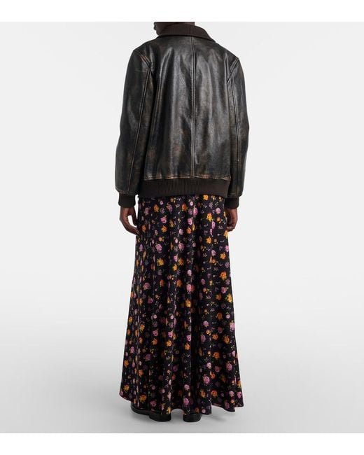 Dolce & Gabbana Black Floral Silk-Blend Charmeuse Maxi Skirt