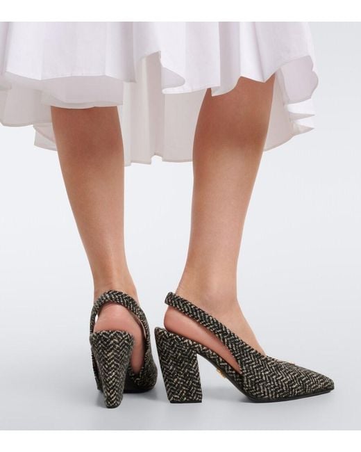 Prada Black Herringbone Slingback Pumps