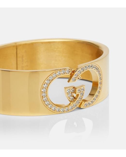 Gucci Metallic Gg Crystal-Embellished Bangle