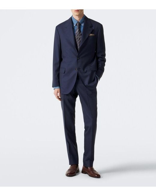 Brunello Cucinelli Blue Virgin Wool Suit for men