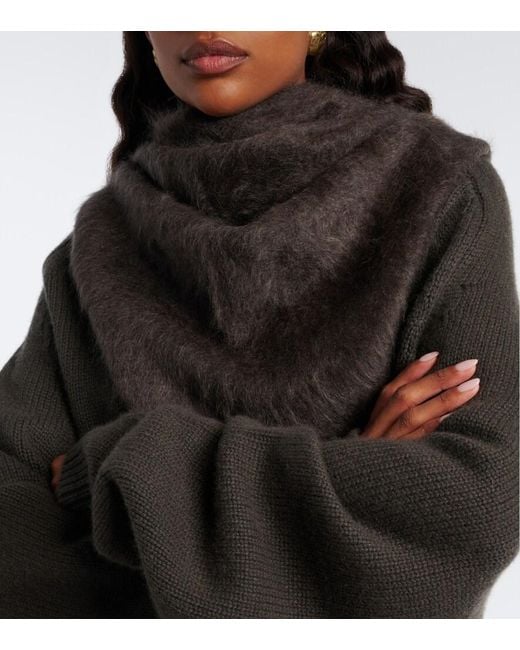 Lisa Yang Brown Brushed Cashmere Scarf
