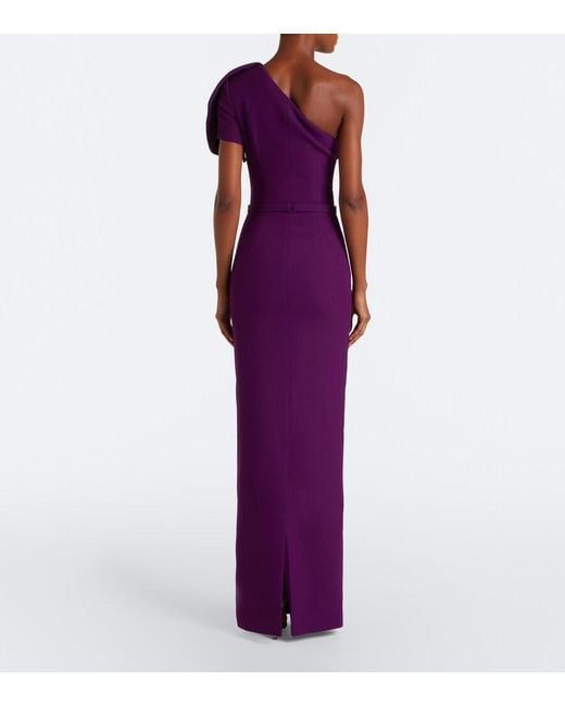 Safiyaa Purple Millie Belted Crepe Gown