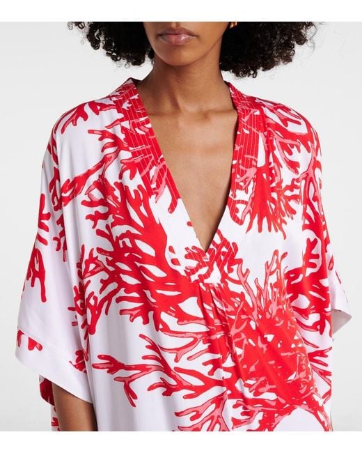 Melissa Odabash Red Vanessa Printed Kaftan