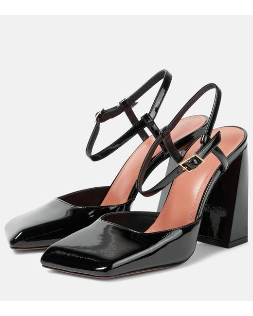 AMINA MUADDI Black Charlotte 95 Patent Leather Pumps
