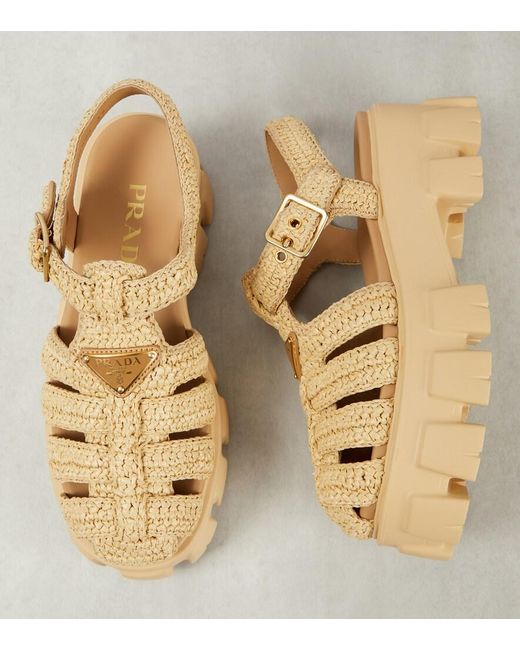Prada Natural Plateausandalen Monolith