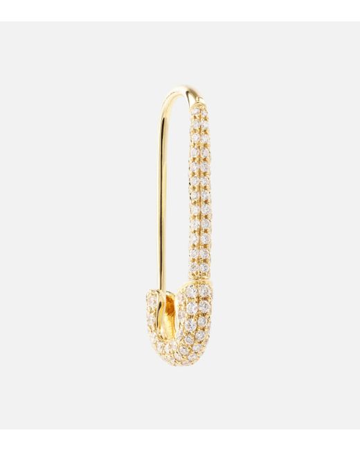 Anita Ko Metallic Safety Pin 18kt Gold Single Earring With Diamonds