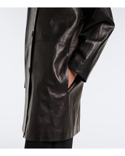 The Row Black Donata Leather Coat