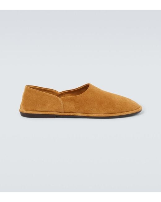The Row Brown Canal Suede Slip-On Shoes for men