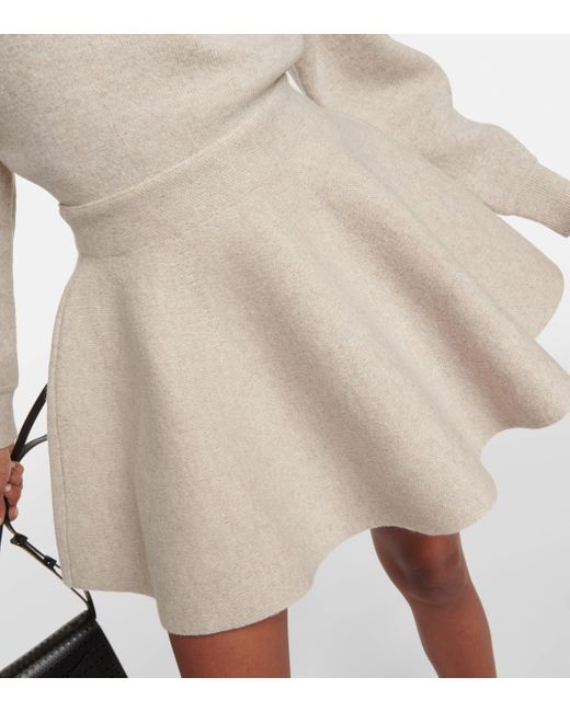 Alaïa Natural Flared Wool-blend Miniskirt