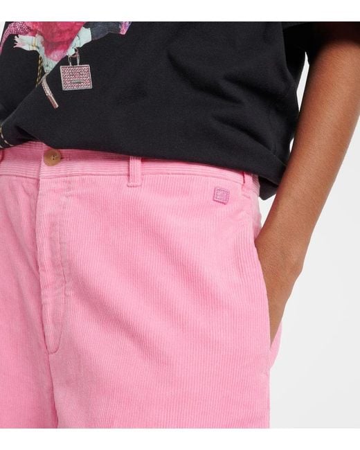 Pantaloni a gamba larga Face in velluto di Acne in Pink