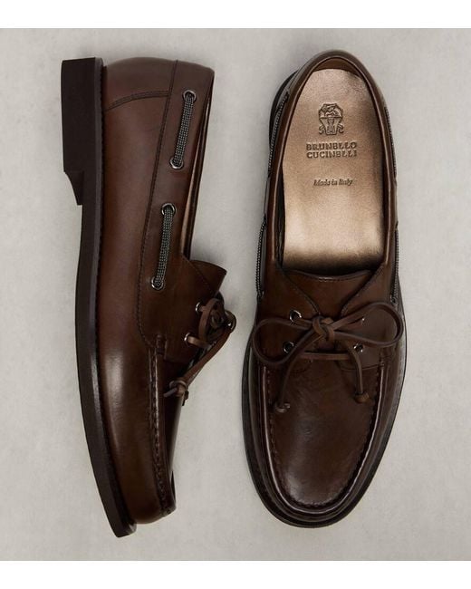 Brunello Cucinelli Brown Bootsschuhe Monili Aus Leder