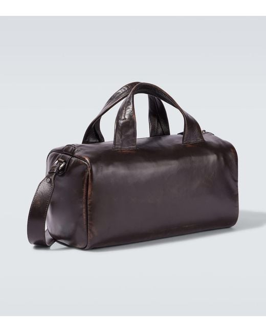 Prada Black Small Leather Duffel Bag for men
