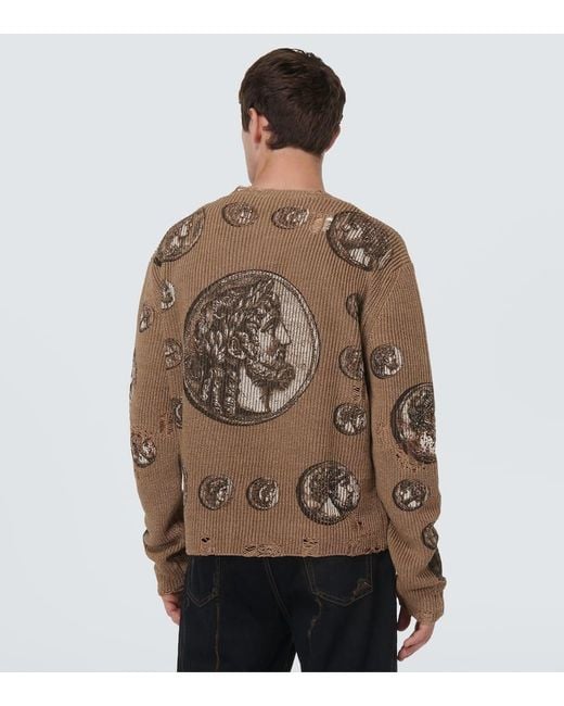 Jersey De Lino Con Estampado Monete Dolce & Gabbana de hombre de color Metallic