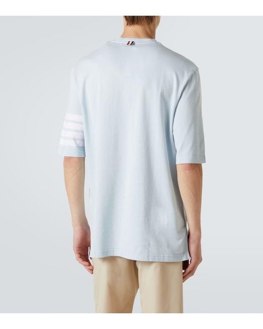 Thom Browne Blue 4-Bar Cotton Jersey T-Shirt for men