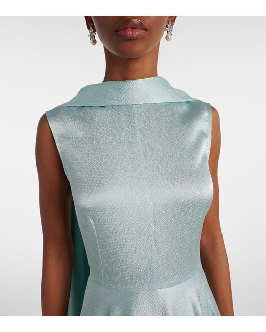 Solace London Blue Emelia Scarf-Detail Satin Gown