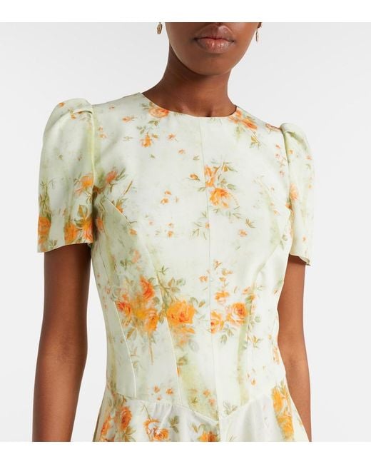 McQueen Metallic Floral Asymmetric Midi Dress