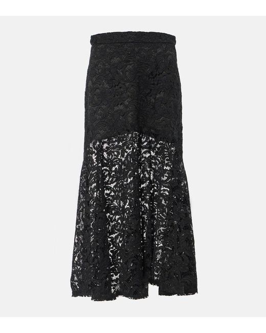 Patou Black Cotton-Blend Lace Maxi Skirt