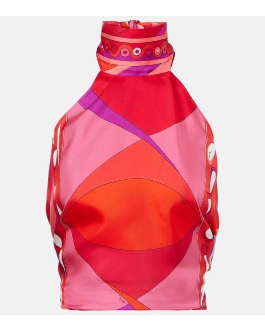 Top Pesci En Soie Emilio Pucci en coloris Red