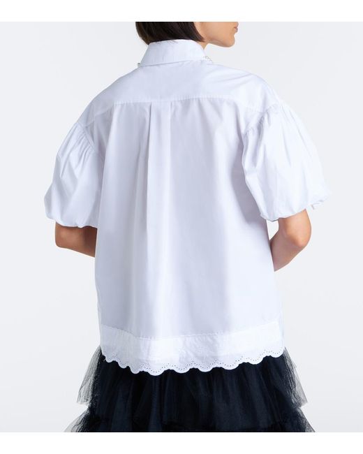 Simone Rocha White Embellished Scalloped Cotton Shirt