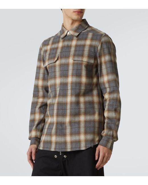 Rick Owens Gray Plaid Cotton Shirt for men