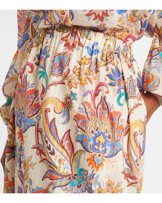 Etro White Paisley Tiered Cotton Maxi Skirt